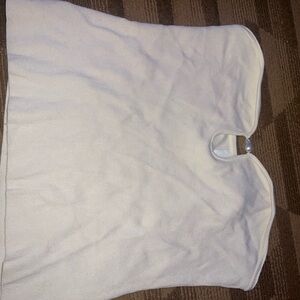 White Knit Poncho with Button Detail